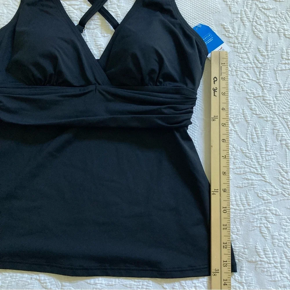 NWT Lands End swim tankini swimsuit top wire free black chlorine resistant S